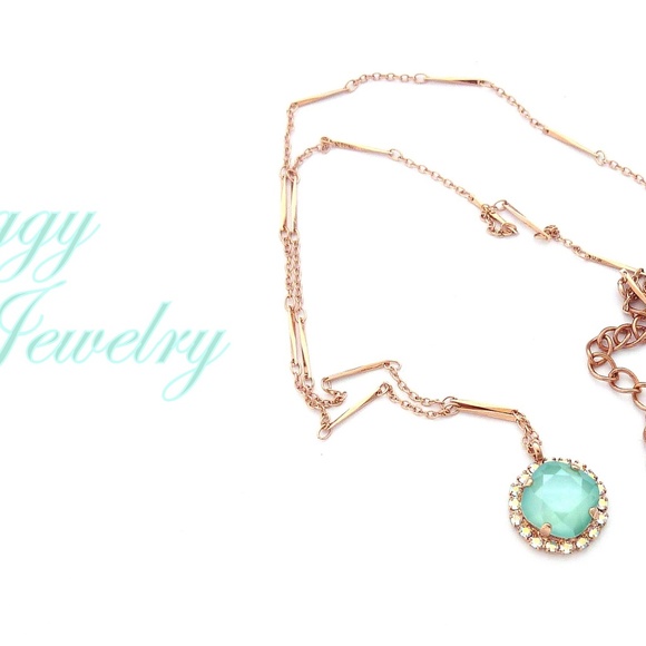 Swarovski Crystal Mint Green Halo Pendant Necklace - Picture 2 of 4